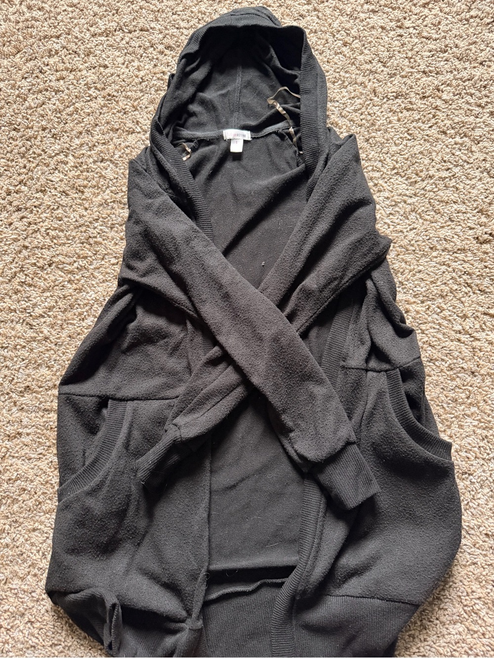 flirtitude Black Hooded Open-Front Cardigan Sweater